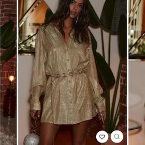 12th Tribe Unstoppable Gold Glitter Mini Dress